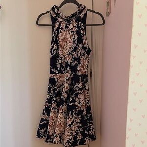 B Darlin Floral Kids Dress - Navy and Cream